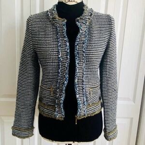 Zara Textured Woven Tweed Jacket
